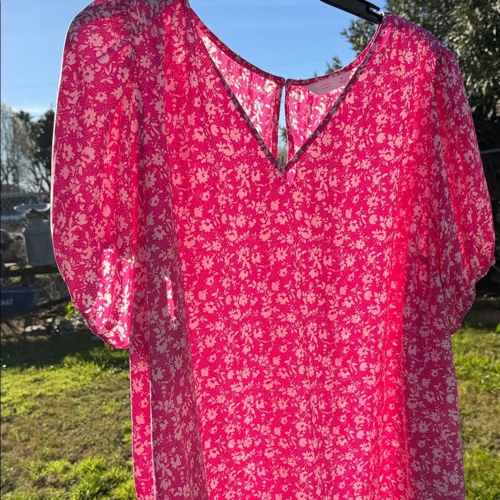 LC Lauren Conrad Pink Floral Blouse